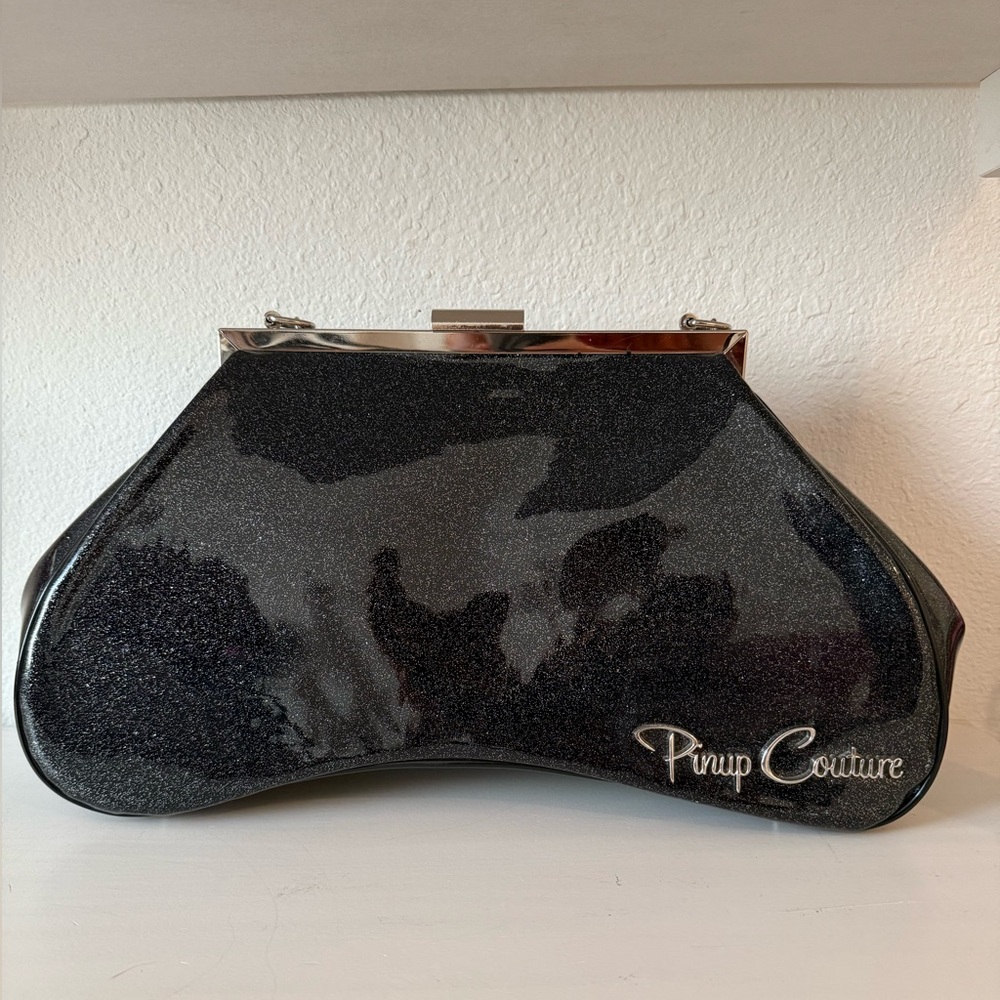 Pinup Couture Glittery Black Clutch